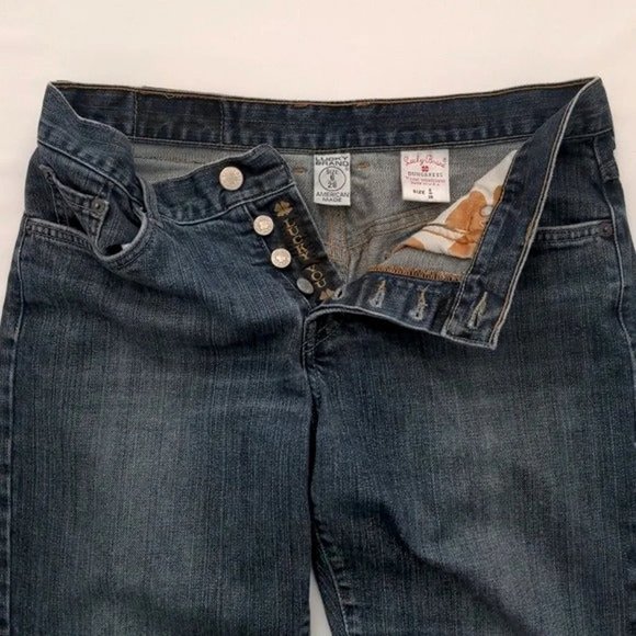 Lucky Brand Dungarees Button Fly Flare Denim Jeans Y2K Retro Vibes size 28/6 - Picture 4 of 10